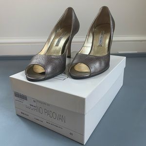 Luciano Padovan Metallic Peep Toe Pump